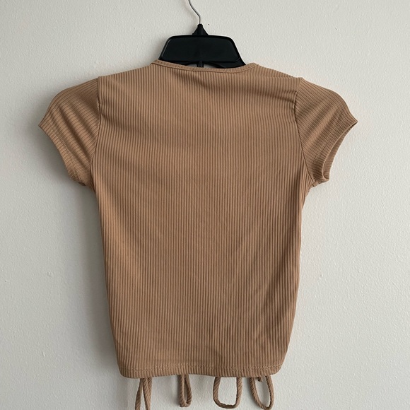 Forever21 Tan Ribbed Side Ruched Top - Picture 2 of 2